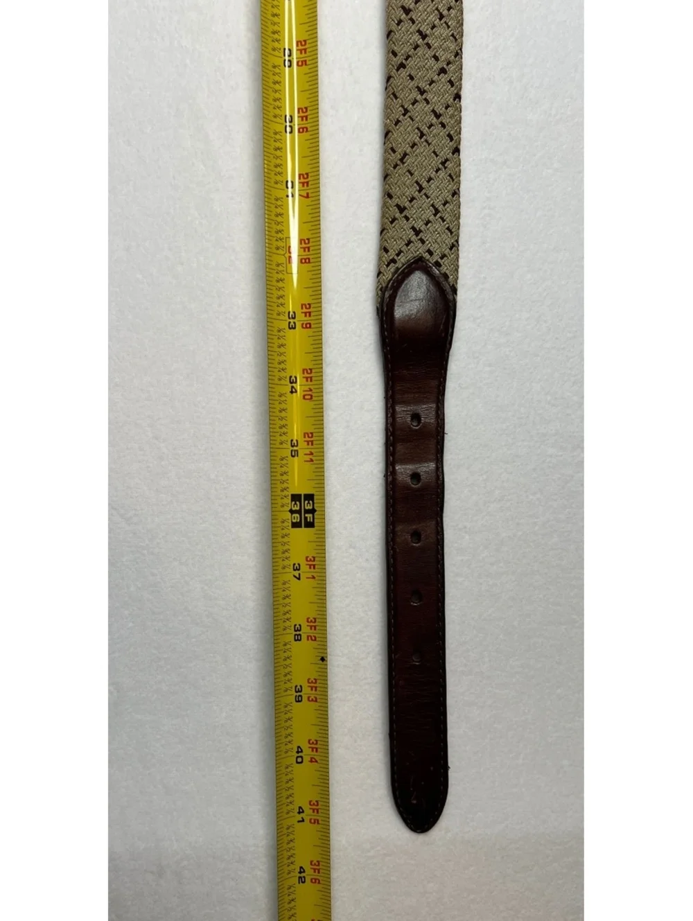 Brighton Woven Beige and Brown Leather Belt Size 38